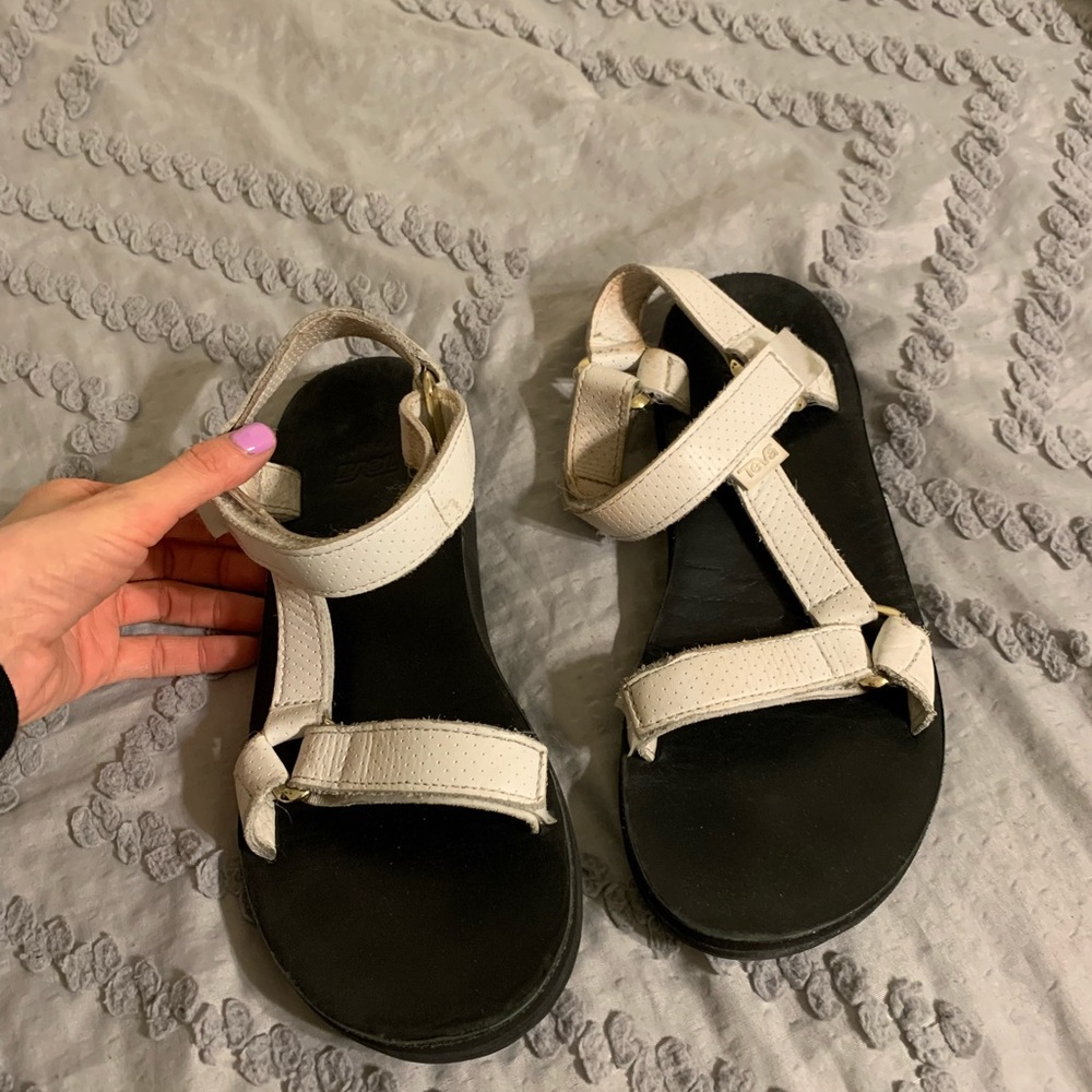 White leather Tevas